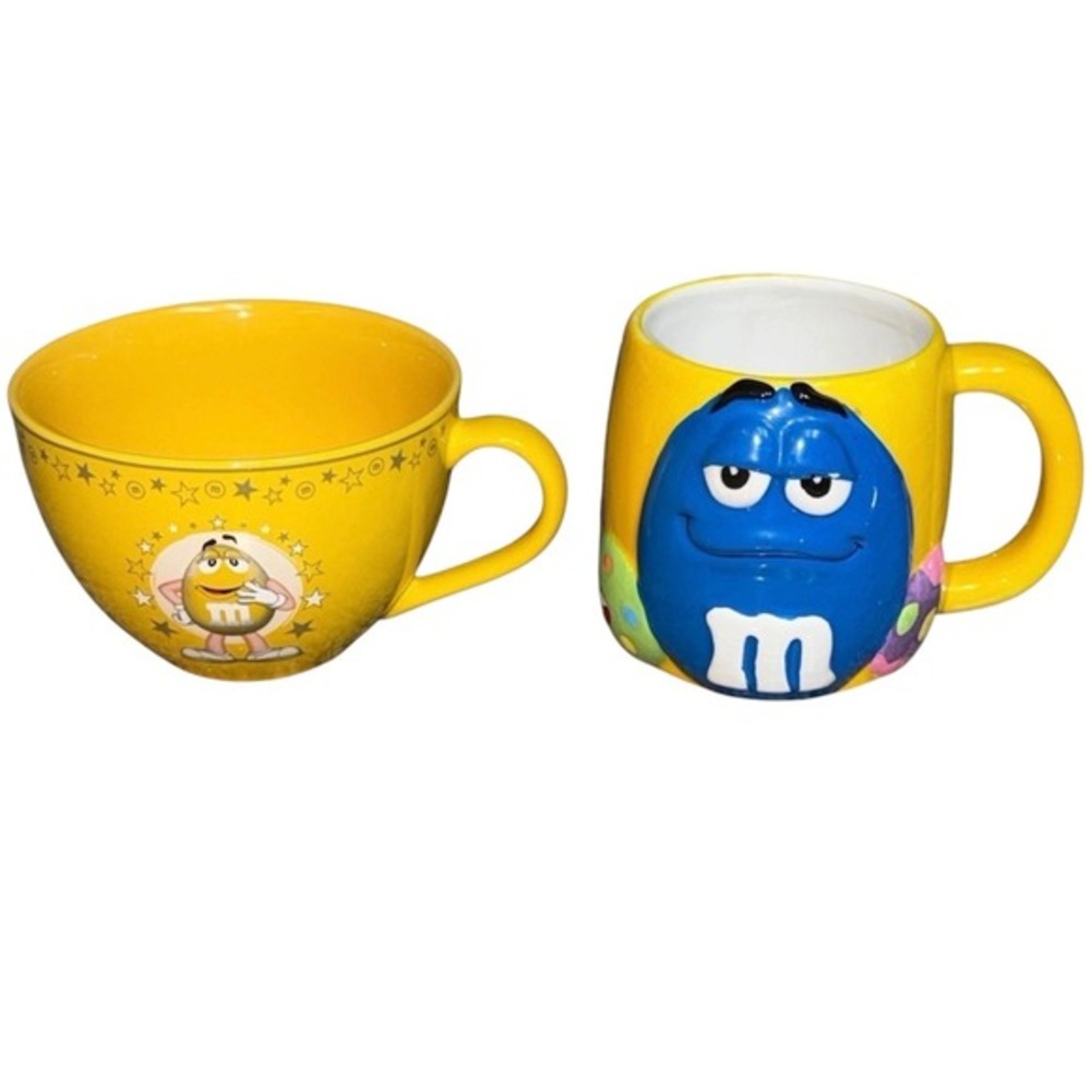 2007‎ M&M's World Yellow Blue Easter Egg & 2001 M&M Yellow Coffee Cup Mars, Inc.